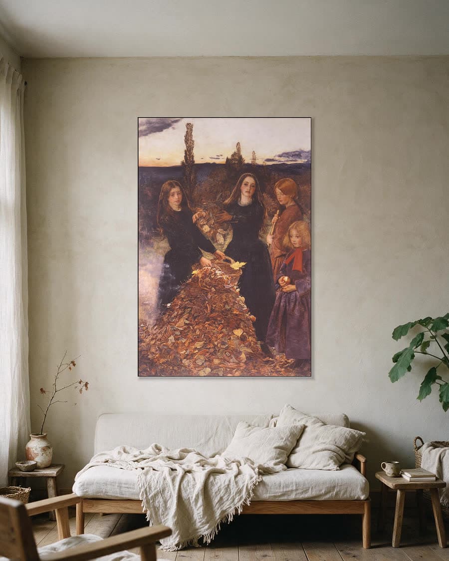 Autumn Leaves (1856) in een aluminium frame aan dezelfde muur