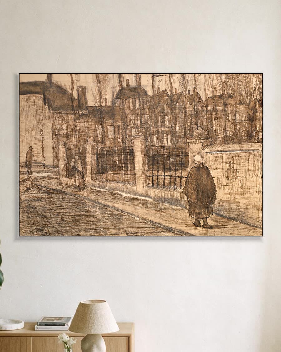 Gezicht op Den Haag (Paddemoes) in een aluminium frame aan dezelfde muur