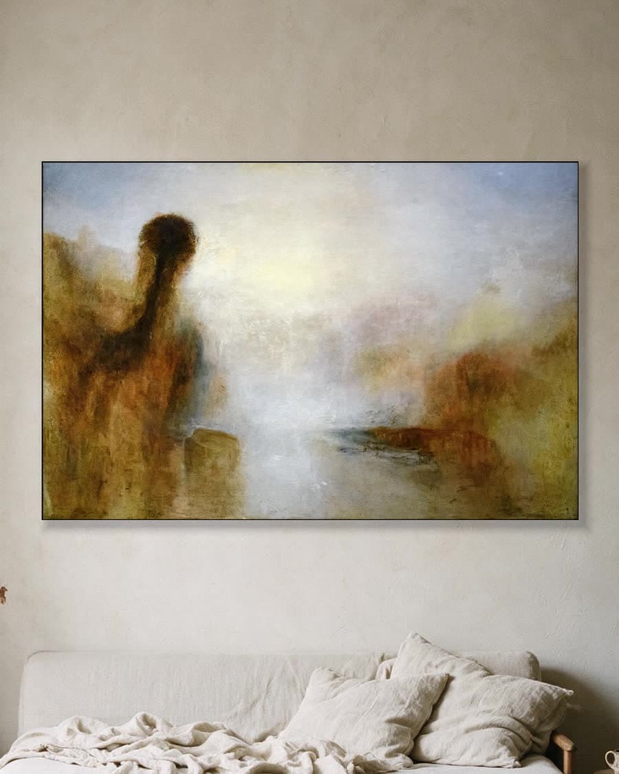 Misty Ochtendgloren in een aluminium frame aan dezelfde muur
