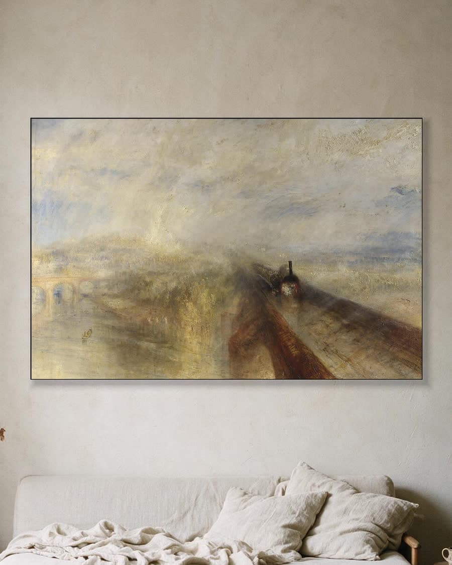 Regen, stoom en snelheid in een aluminium frame aan dezelfde muur