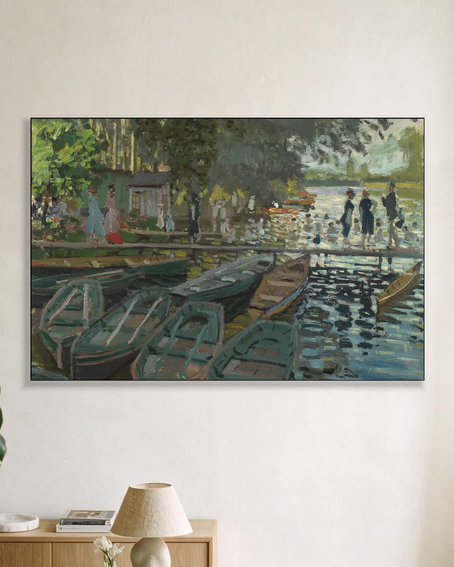 Badgasten bij La Grenouillère in een aluminium frame aan dezelfde muur