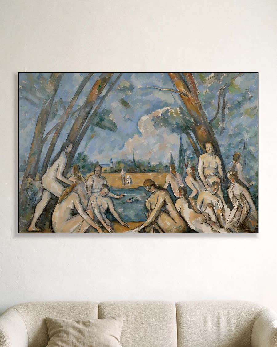 De grote baadsters in een aluminium frame aan dezelfde muur