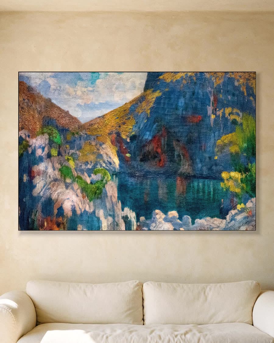 Goud en azuur in een aluminium frame aan dezelfde muur