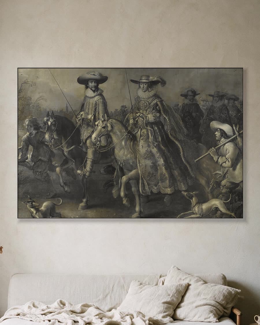 Frederik V, keurvorst van de Palts en koning van Bohemen in een aluminium frame aan dezelfde muur