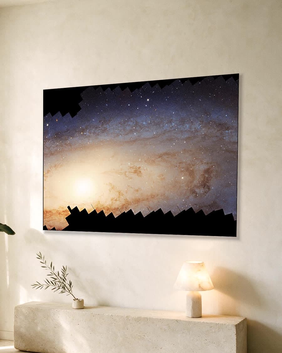 Andromeda in een aluminium frame aan dezelfde muur