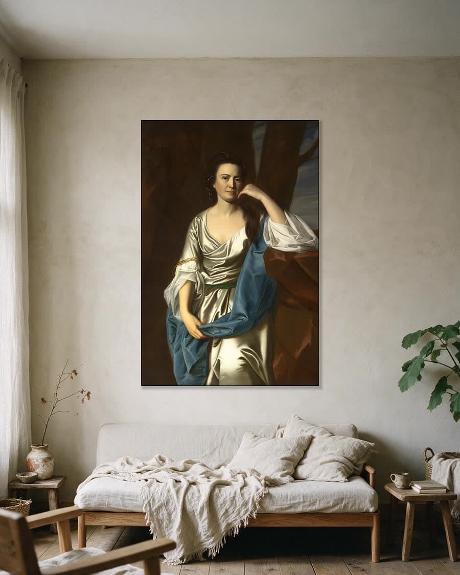 Catherine Greene in een aluminium frame aan dezelfde muur