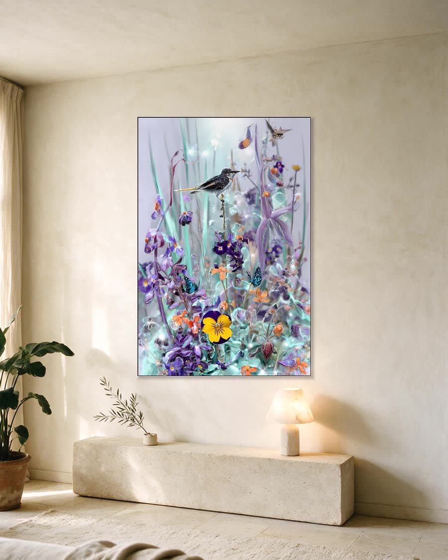 Nachtweide in een aluminium frame aan dezelfde muur