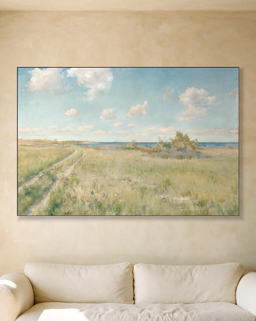 De oude weg naar zee in een aluminium frame aan dezelfde muur