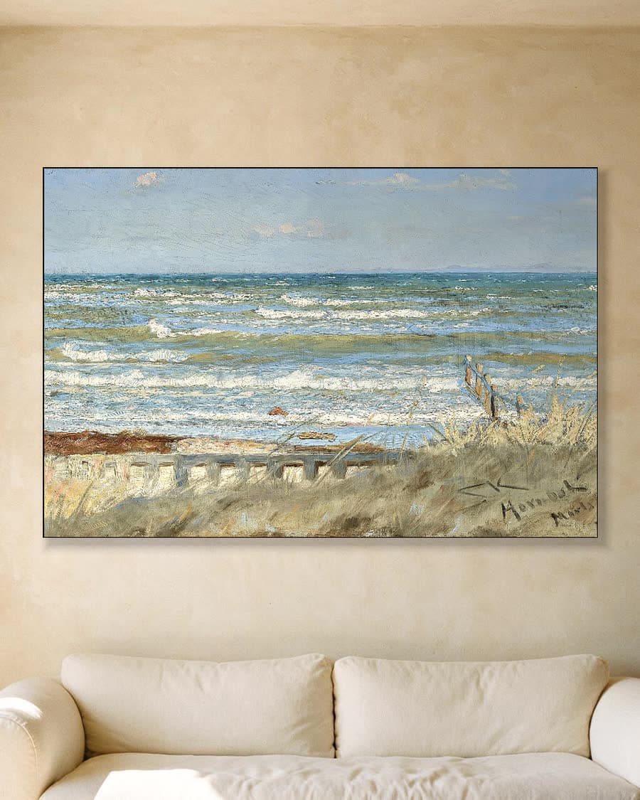 Op het strand van Hornbæk in een aluminium frame aan dezelfde muur