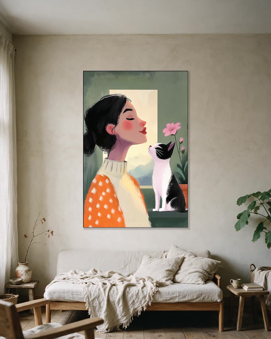 Neus tegen neus in een aluminium frame aan dezelfde muur