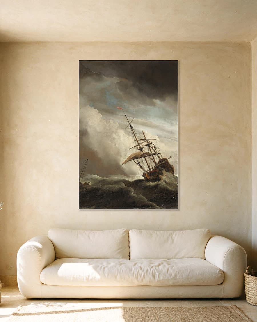 De windstoot in een aluminium frame aan dezelfde muur