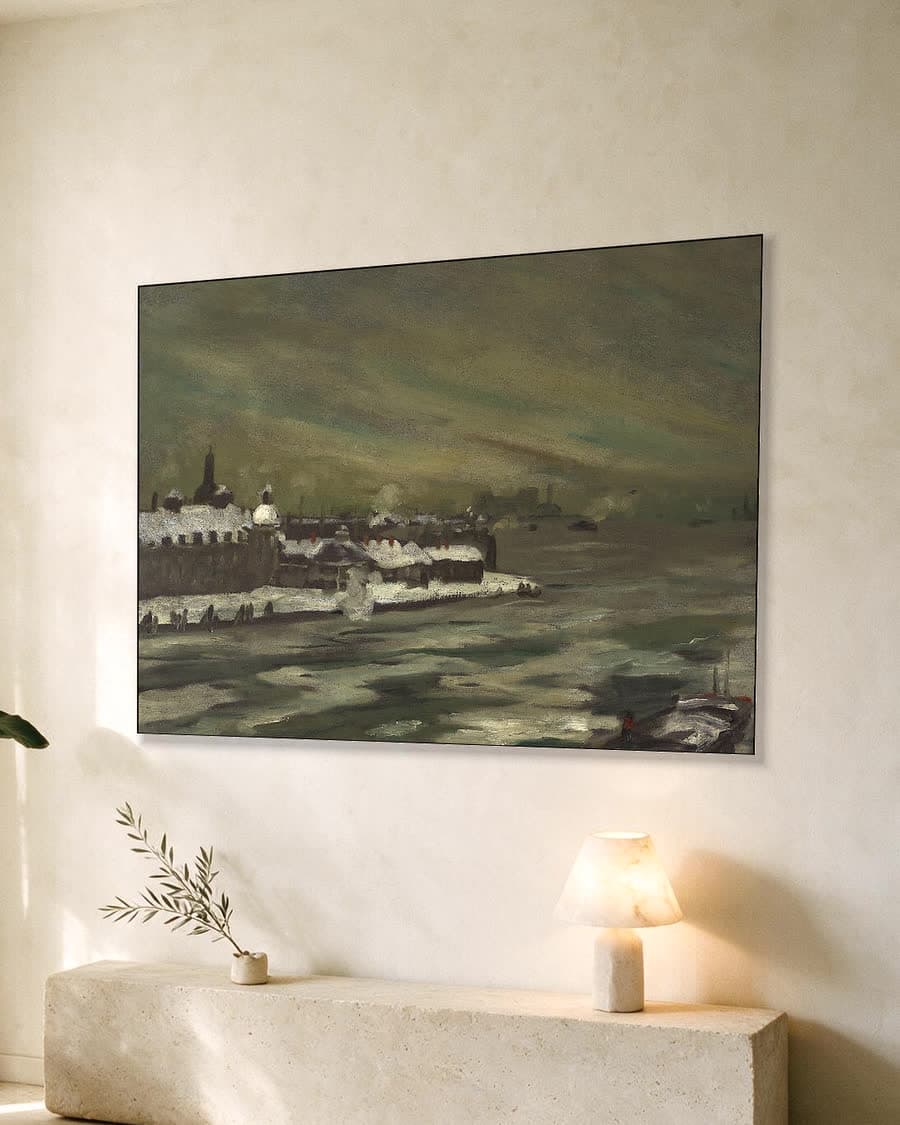 Blackwell's Island aan de East River in een aluminium frame aan dezelfde muur