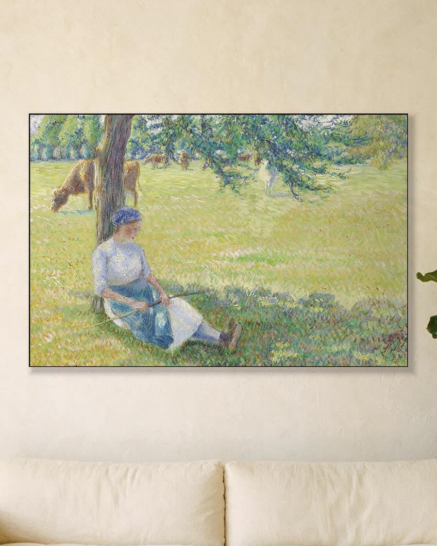 Koeienhoedster, Éragny in een aluminium frame aan dezelfde muur