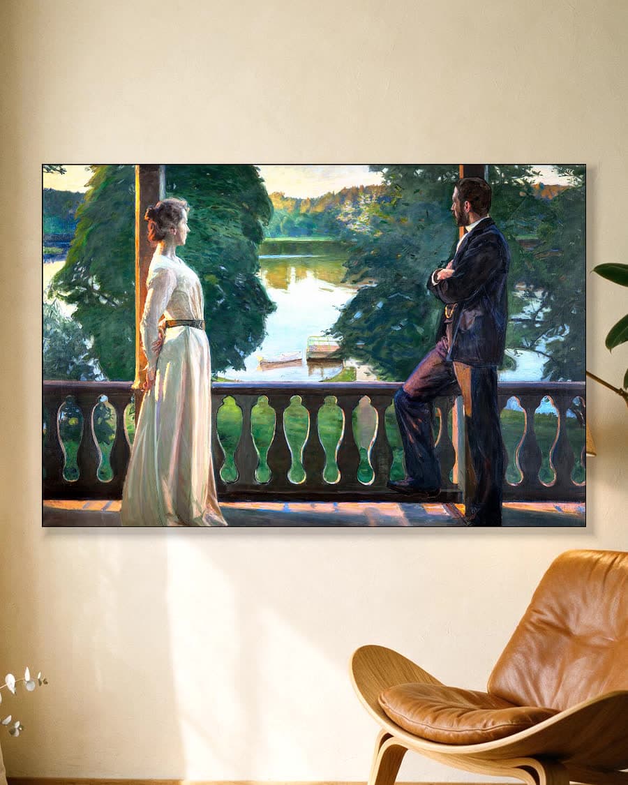 Noordse zomeravond (1899-1900) in een aluminium frame aan dezelfde muur