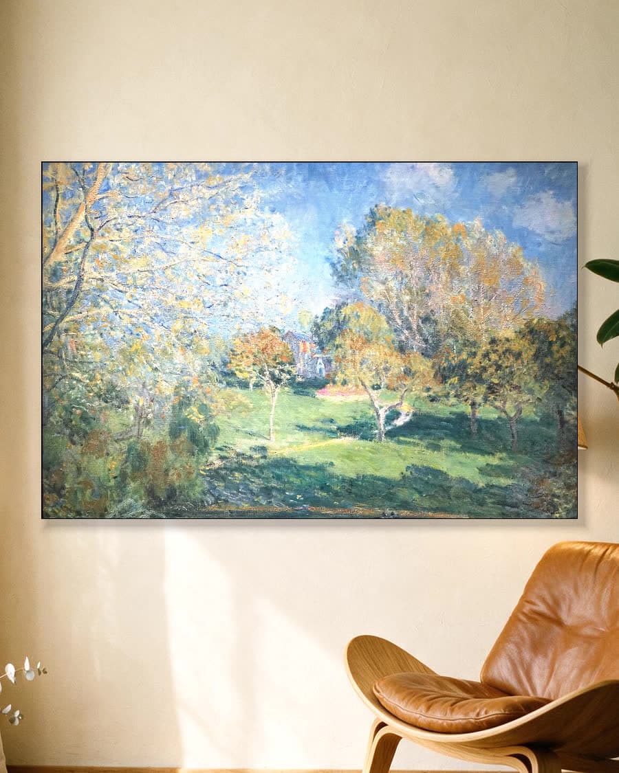 De tuin van Hoschedé bij Montgeron in een aluminium frame aan dezelfde muur