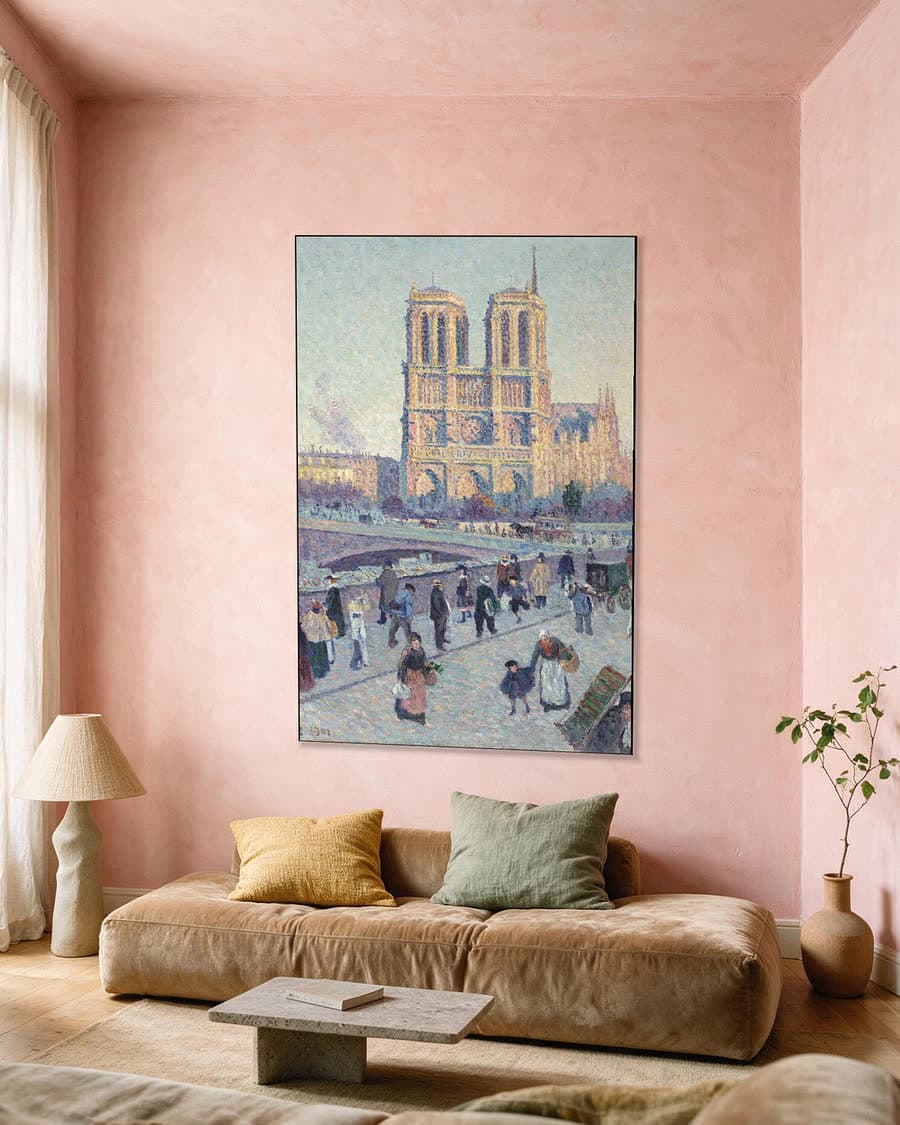 Notre Dame, Parijs in een aluminium frame aan dezelfde muur