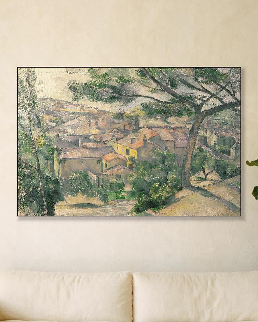 Ochtendlicht boven L'Estaque tegen de zon in in een aluminium frame aan dezelfde muur
