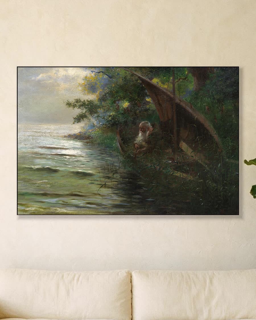 Rust aan het water in een aluminium frame aan dezelfde muur