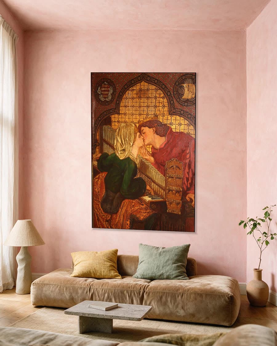 De huwelijksreis van koning René, kabinet in een aluminium frame aan dezelfde muur