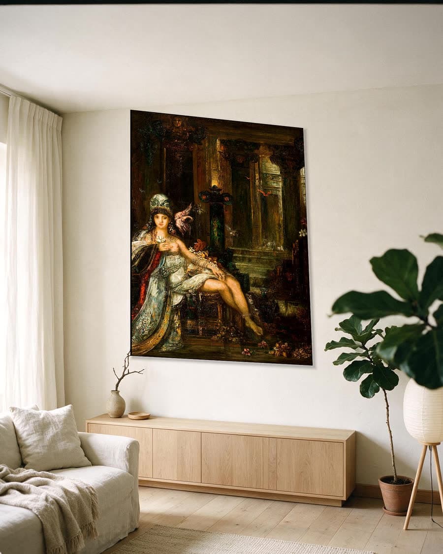 Delila in een aluminium frame aan dezelfde muur