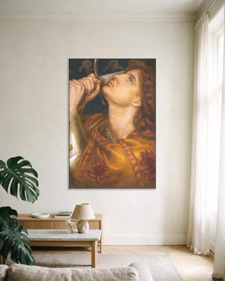 Jeanne d'Arc in een aluminium frame aan dezelfde muur
