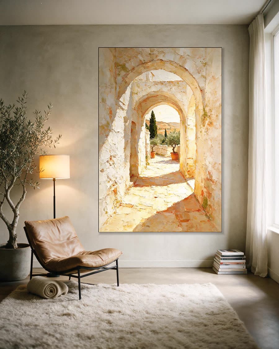 Doorgang met bogen in een aluminium frame aan dezelfde muur