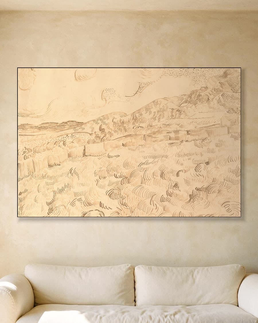 Omheind korenveld na een storm in een aluminium frame aan dezelfde muur