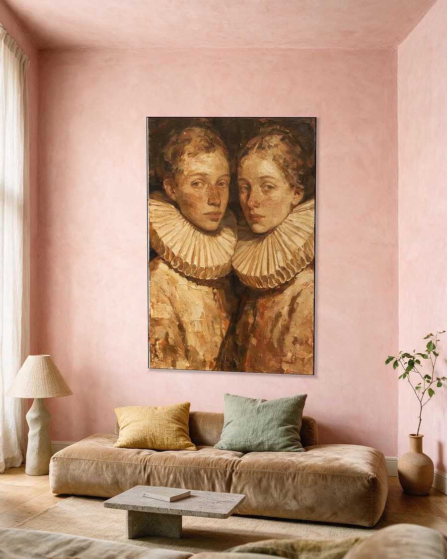 Twee kragen in een aluminium frame aan dezelfde muur