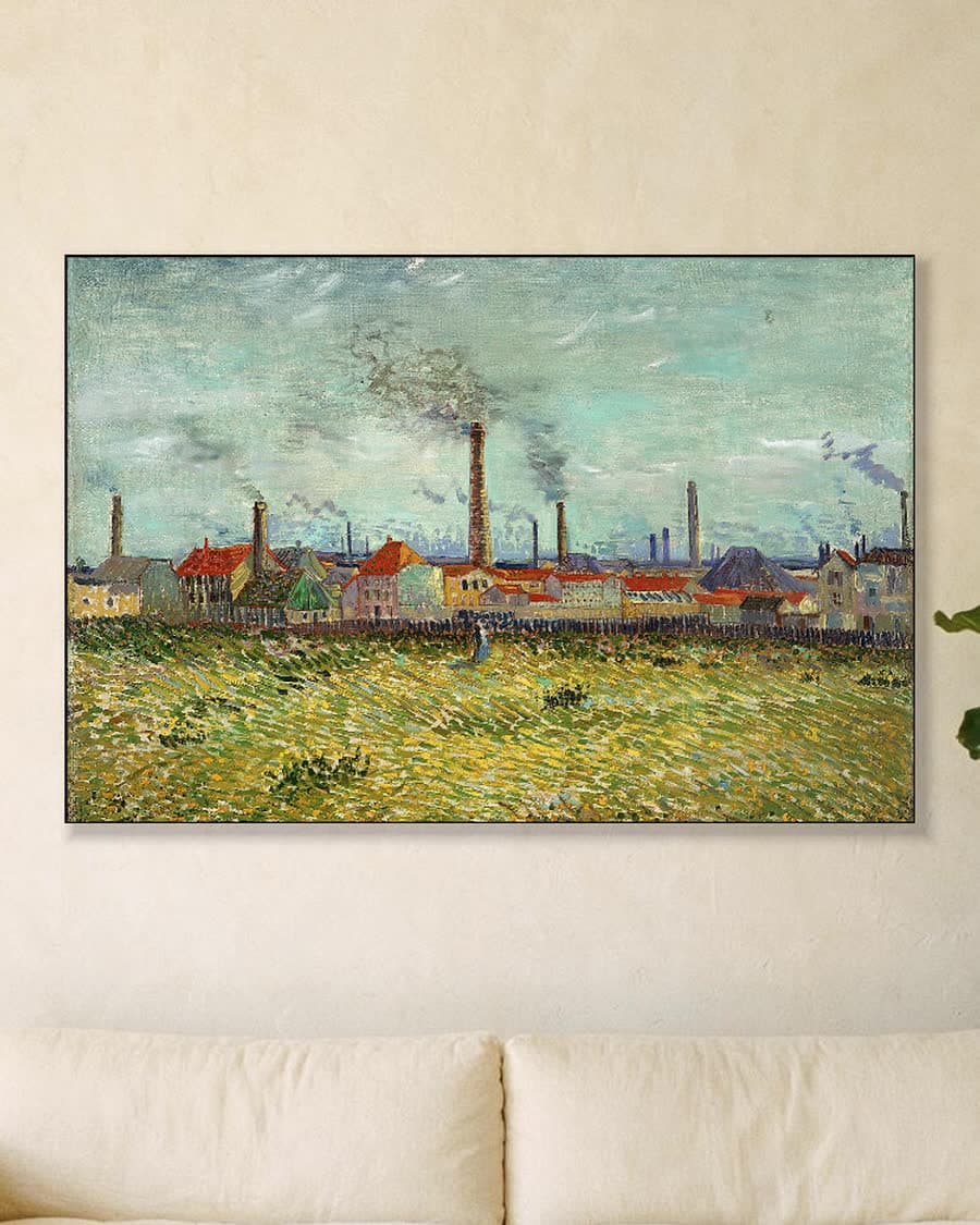 Fabrieken bij Clichy in een aluminium frame aan dezelfde muur