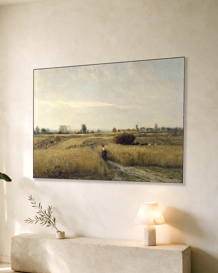 Oogst op het platteland in een aluminium frame aan dezelfde muur