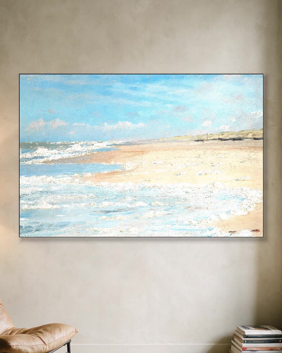 Op het strand bij Stenbjerg in een aluminium frame aan dezelfde muur