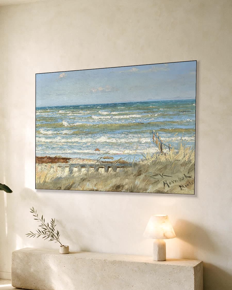 Op het strand van Hornbæk in een aluminium frame aan dezelfde muur