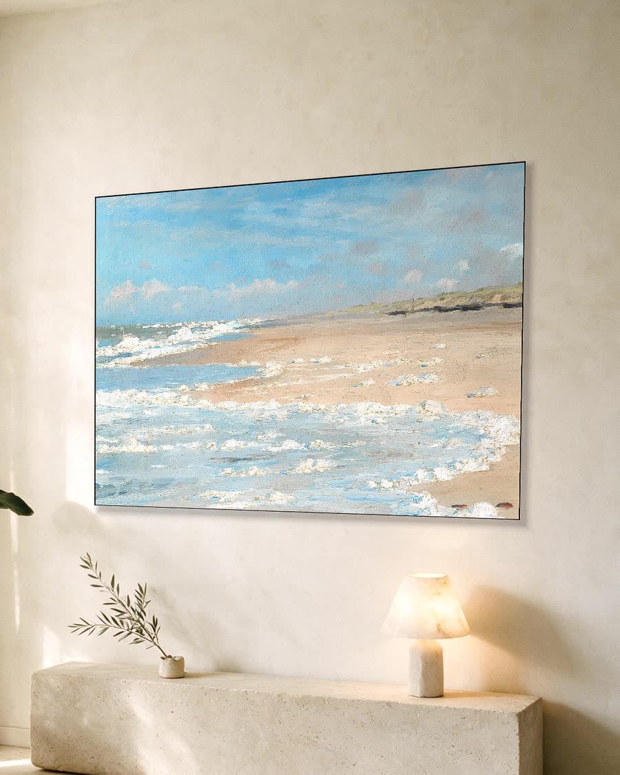 Op het strand bij Stenbjerg in een aluminium frame aan dezelfde muur