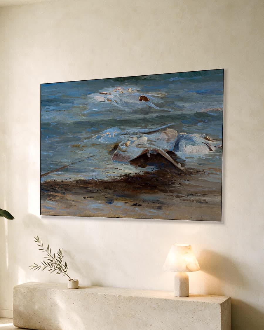 De dode robben in een aluminium frame aan dezelfde muur