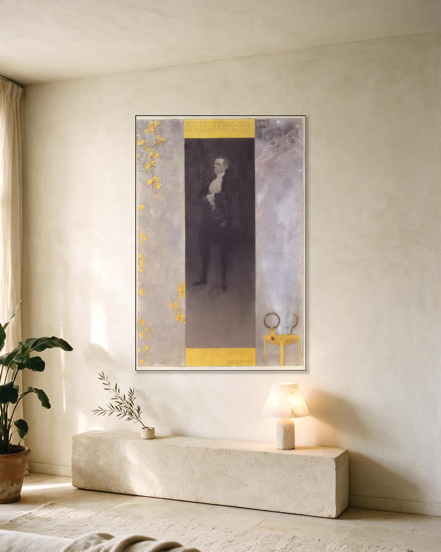 Hofacteur Josef Lewinsky als Carlos in Clavigo in een aluminium frame aan dezelfde muur