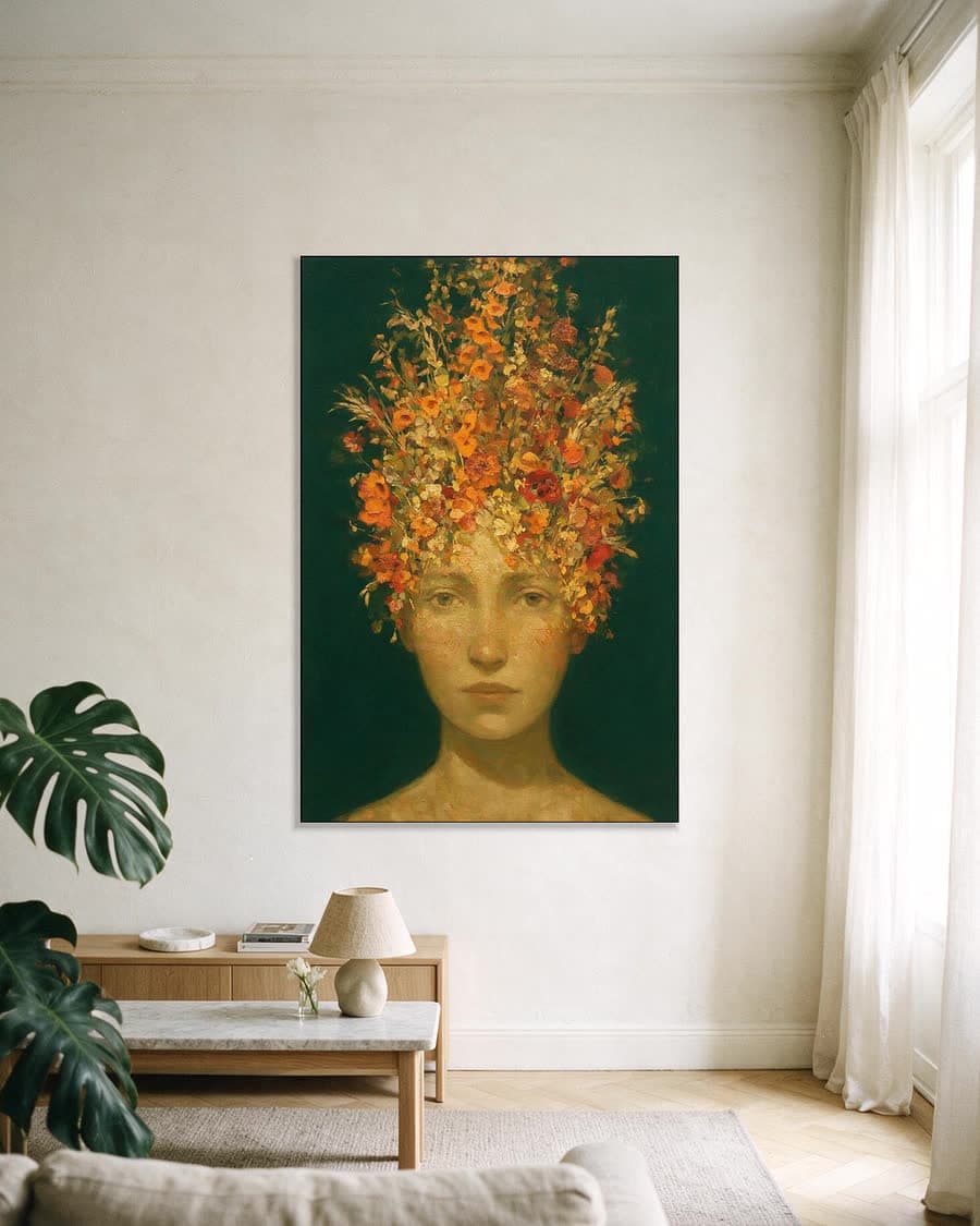 Oranje trossen omhoog in een aluminium frame aan dezelfde muur