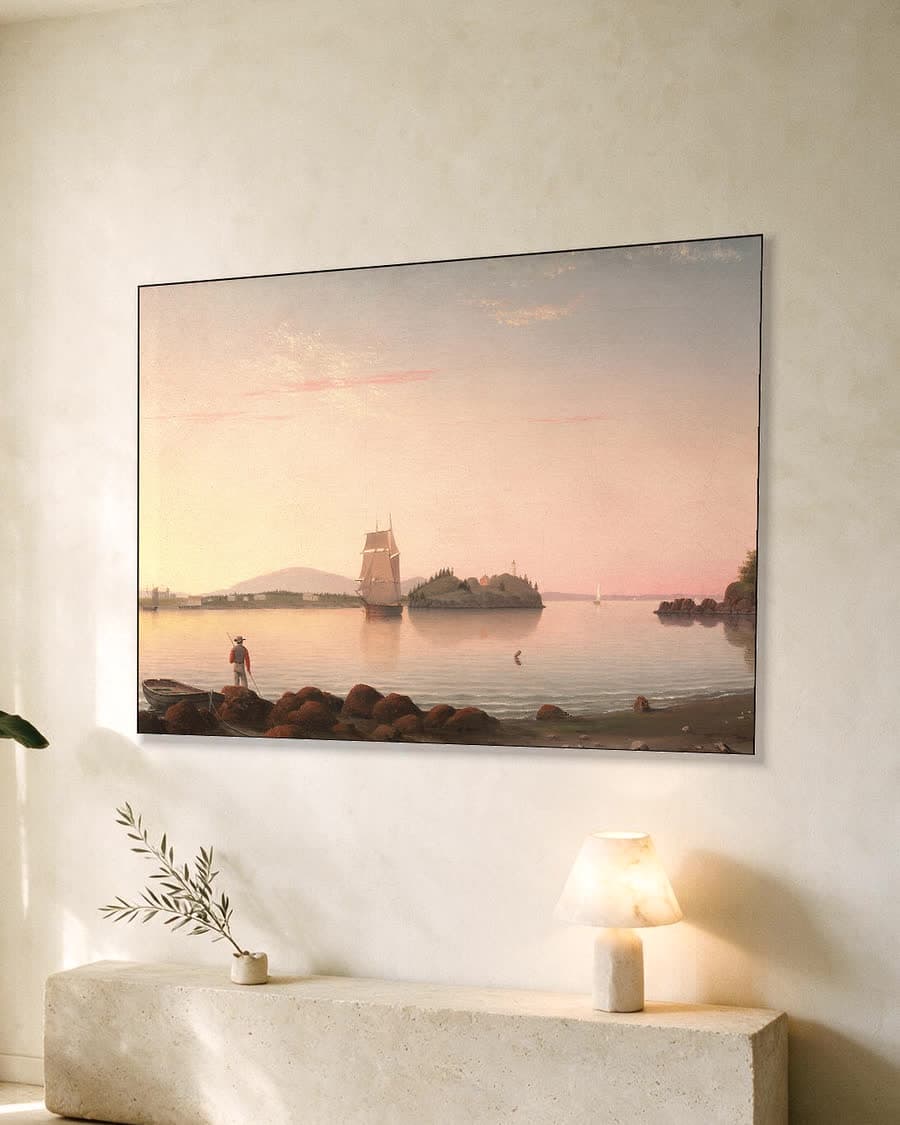 Owl's Head, Penobscot Bay, Maine in een aluminium frame aan dezelfde muur