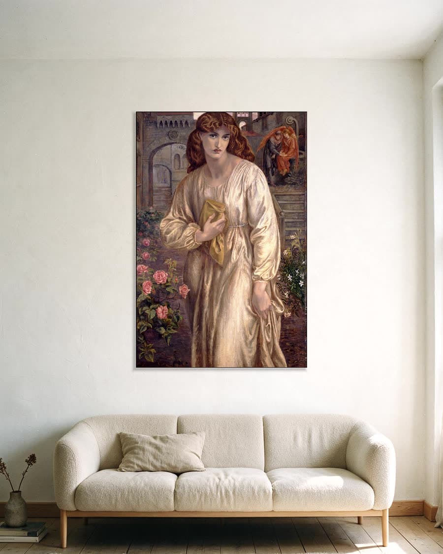 De begroeting van Beatrice in een aluminium frame aan dezelfde muur