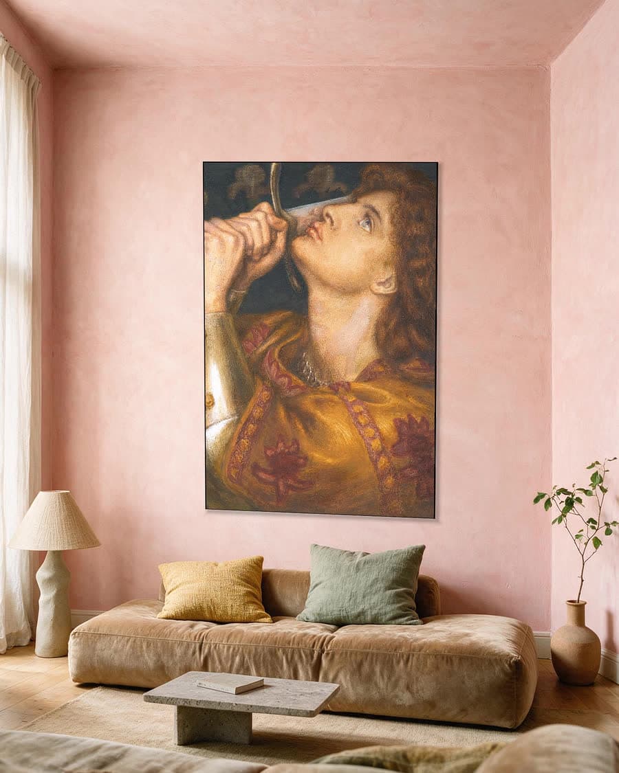 Jeanne d'Arc in een aluminium frame aan dezelfde muur