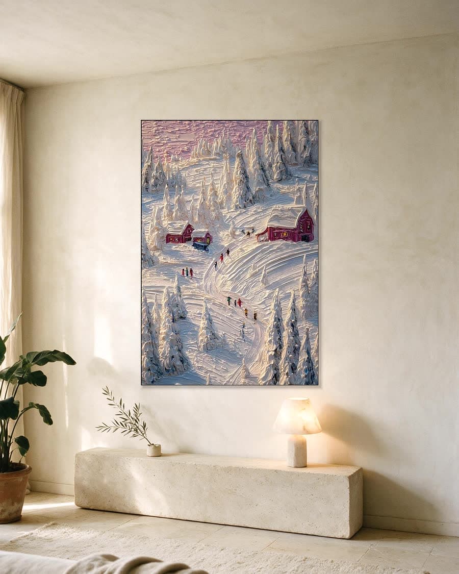 Sprookjesdorp in een aluminium frame aan dezelfde muur
