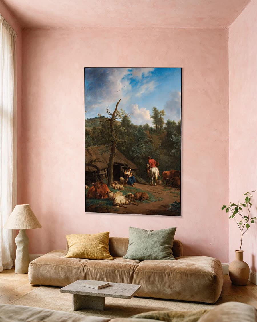 De hut in een aluminium frame aan dezelfde muur