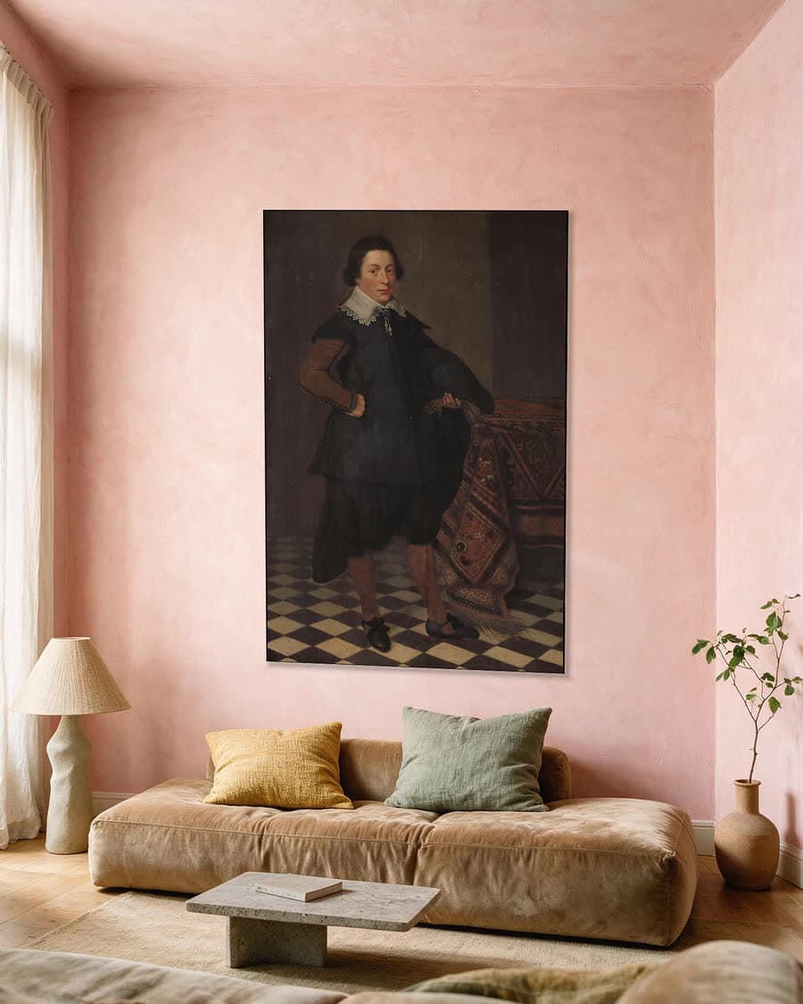 Paul de Hooghe (1611-1674) in een aluminium frame aan dezelfde muur