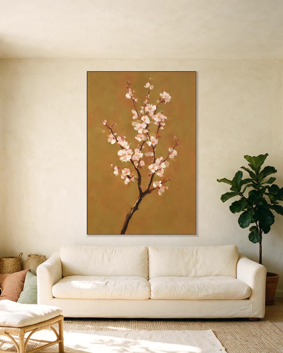 Amandeltak tegen klei in een aluminium frame aan dezelfde muur