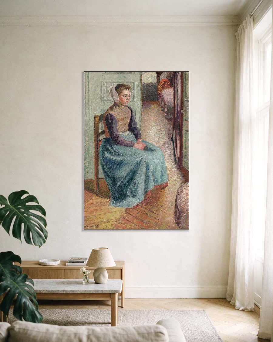 Vlaams dienstmeisje, genaamd La Rosa in een aluminium frame aan dezelfde muur