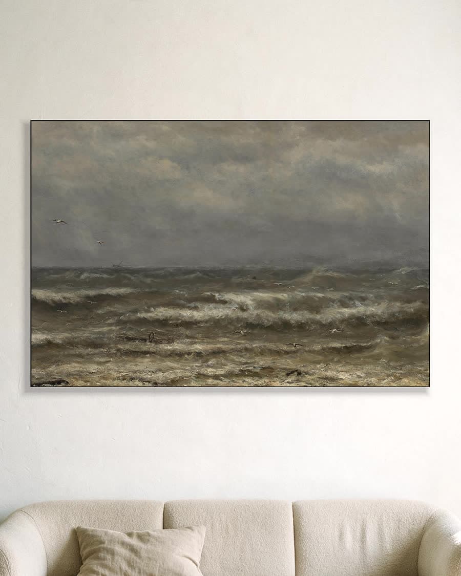 Branding op de Noordzee in een aluminium frame aan dezelfde muur