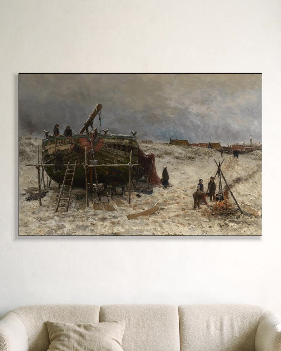 Breeuwen in een aluminium frame aan dezelfde muur