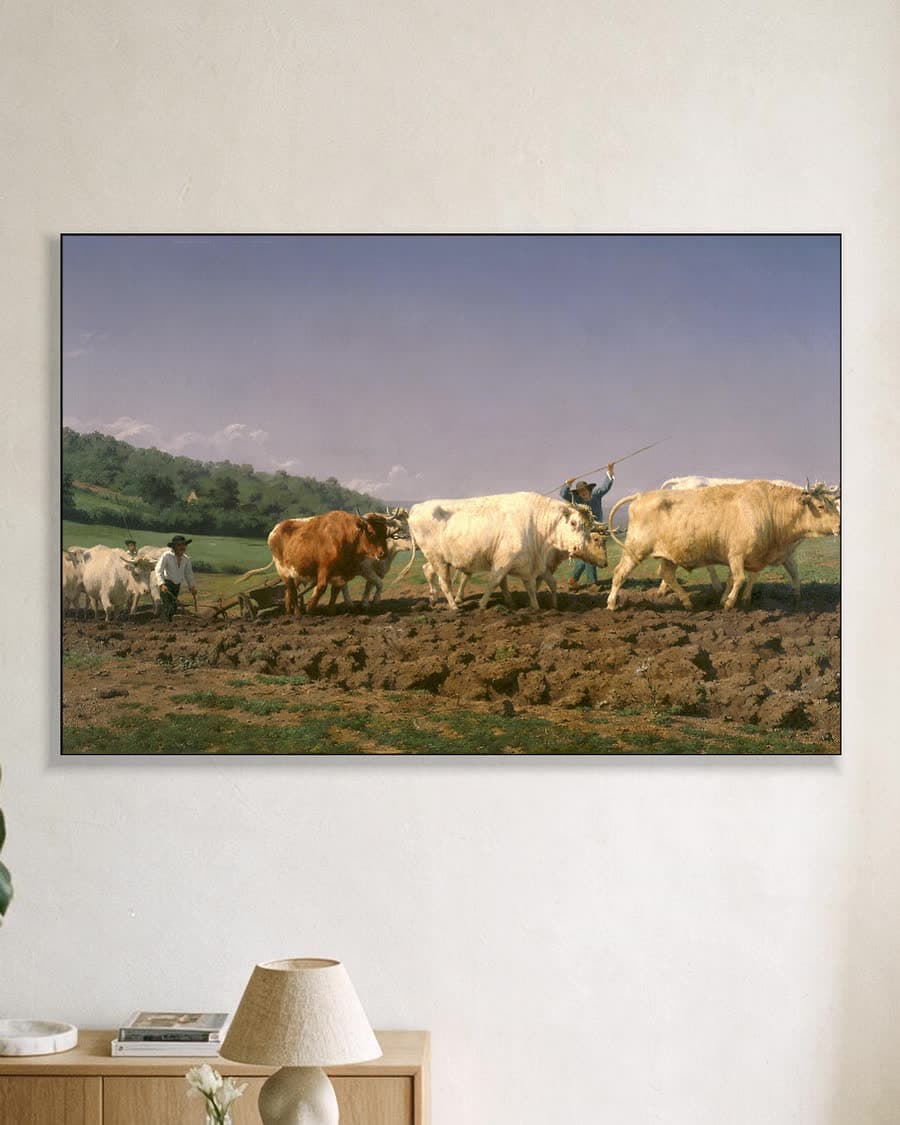 Ploegen in de Nivernais in een aluminium frame aan dezelfde muur