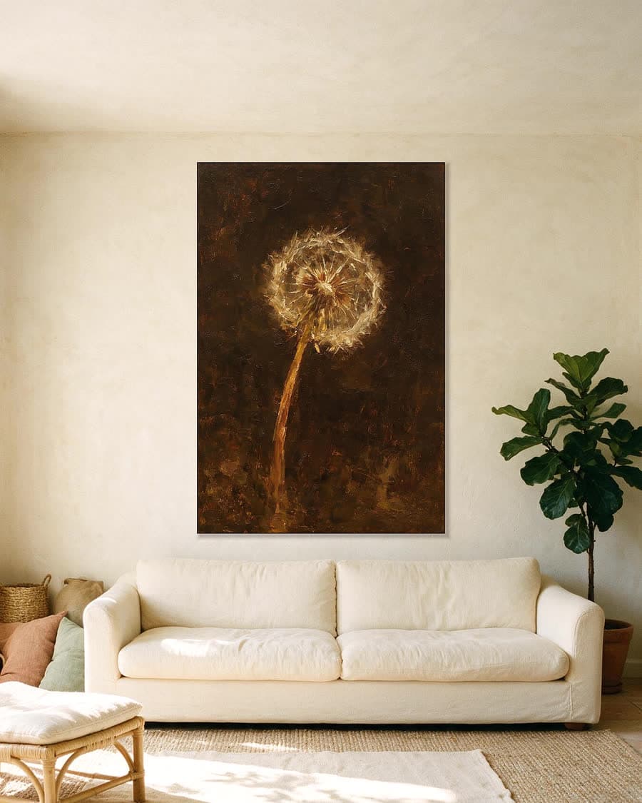 Pluizenbol op één steel in een aluminium frame aan dezelfde muur