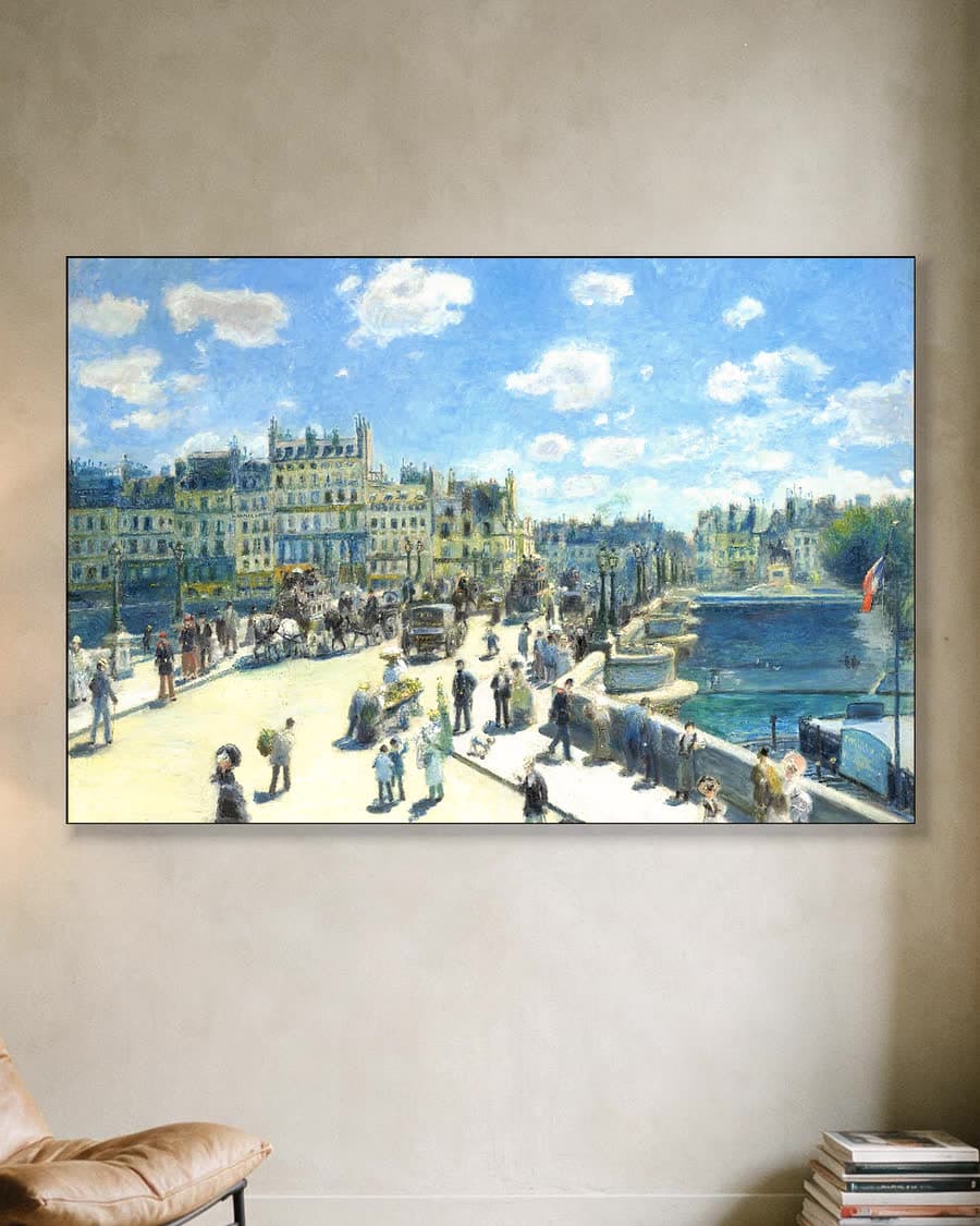 De Pont Neuf, Parijs in een aluminium frame aan dezelfde muur