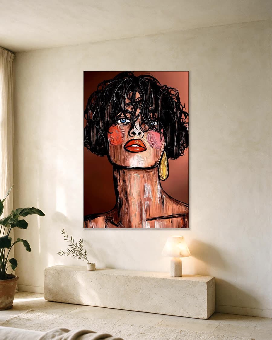 Blauwe blik in een aluminium frame aan dezelfde muur